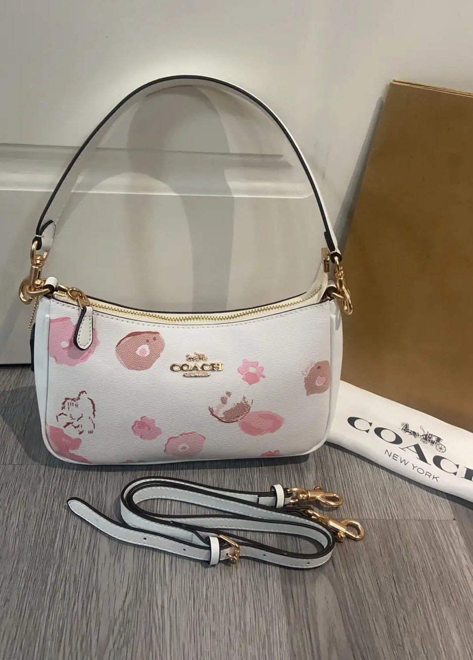 Coach peach print underarm bag